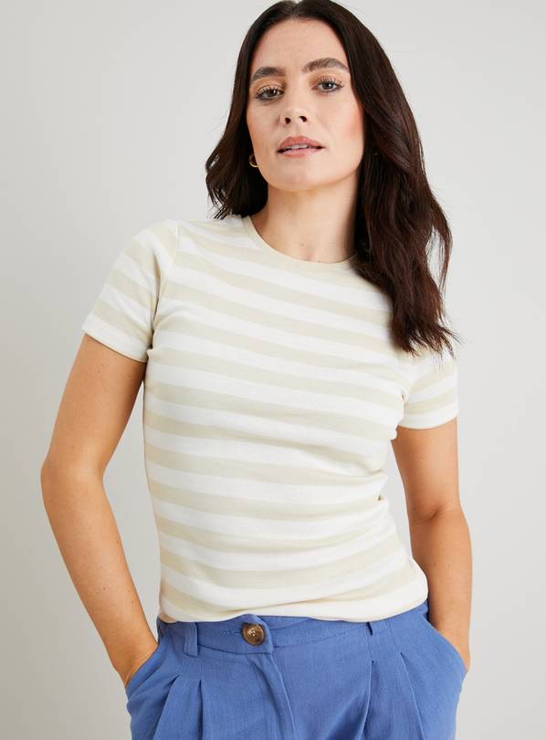 Buy Neutral Stripe Slim Fit T Shirt 20 T shirts Argos